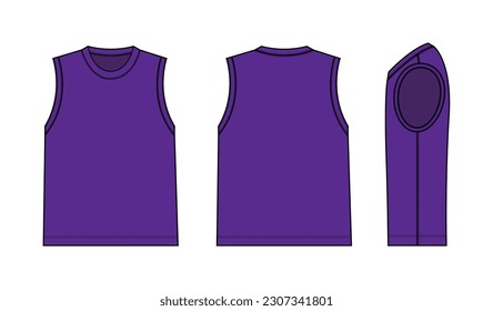 Sleeveless  T-shirt vector template illustration