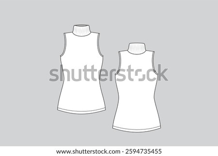 Sleeveless Turtleneck Top Tech Pack Vector