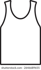 Uma camiseta sem mangas ou topo de tanque é contornado em preto contra um fundo branco