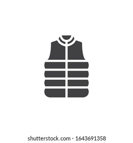 Sleeveless Winter Jacket vector icon. filled flat sign for mobile concept and web design. Mens sleeveless vest glyph icon. Symbol, logo illustration. Vector graphics