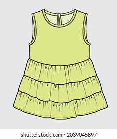 SLEEVELESS WOVEN TOP WTH FRILLS FOR WOMEN AND TEEN GIRLS IN EDITABLE VECTOR FILE