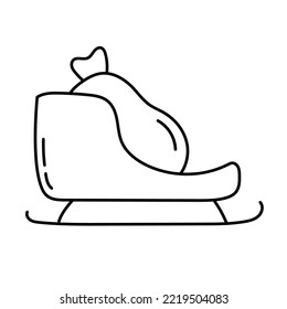 sleigh and a bag of gifts vector doodle illustration