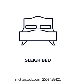 sleigh bed  outline icon. Linear vector from furniture concept. Thin line sleigh bed  icon isolated on white background