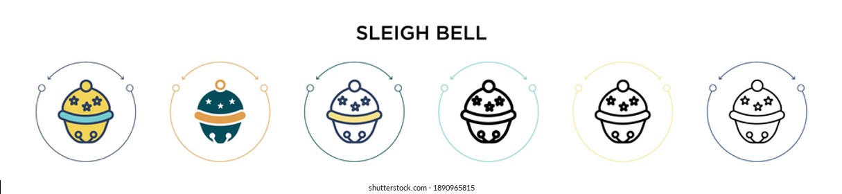 Sleigh bell icon in filled, thin line, outline and stroke style. Vector illustration of two colored and black sleigh bell vector icons designs can be used for mobile, ui, web