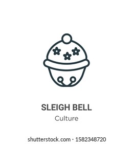 Sleigh Bell Outline Vector Icon. Thin Line Black Sleigh Bell Icon, Flat Vector Simple Element Illustration From Editable Culture Concept Isolated On White Background