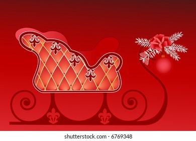 sleigh with bough bow and bobble