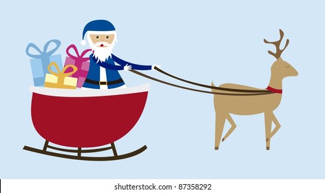 sleigh cartoon  isolated over blue background. vector