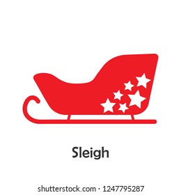 Sleigh in cartoon style, christmas card for kid, preschool activity for children, vector illustration