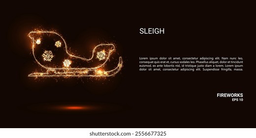 Sleigh. A sleigh consists of sparks and fire. Festive bright fireworks. Decorative element for celebrations and holidays. Vector illustration.