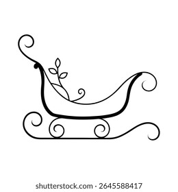 um trenó com uma elegante obra de pergaminho floral na arte em linha