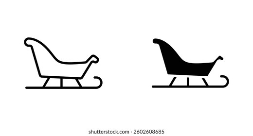 Sleigh flat Icons in line outline and flat solid style on white background