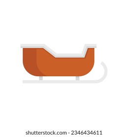 Sleigh gift bag icon flat vector. Santa sledge. Christmas snow isolated