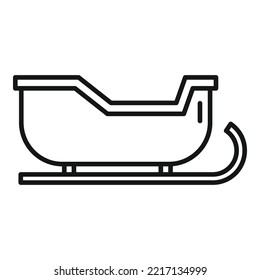 Sleigh gift bag icon outline vector. Santa sledge. Christmas snow