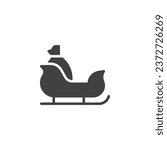 Sleigh with gift bag vector icon. filled flat sign for mobile concept and web design. Santa Sleigh glyph icon. Symbol, logo illustration. Vector graphics