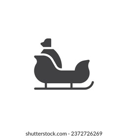 Sleigh con icono vector de bolsa de regalo. signo plano relleno para concepto móvil y diseño web. Icono de glifo de Santa Sleigh. Símbolo, ilustración del logotipo. Gráficos vectoriales