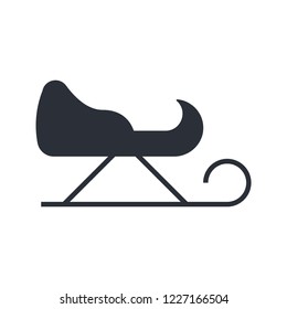 Sleigh glyph icon, sled symbol isolated on white background