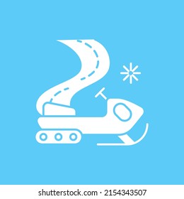  Sleigh glyph icon. Snowmobiling. Extreme descent from mountain. Winter vacation concept.Filled flat sign. Isolated silhouette vector illustration