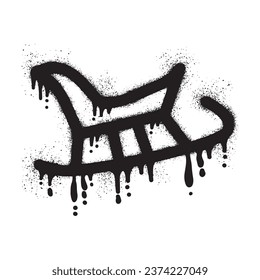 Sleigh graffiti with black spray paint