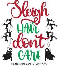 Sleigh Hair Don't Care 2, Merry Christmas, Santa, Christmas Holiday, Vector Illustration Files