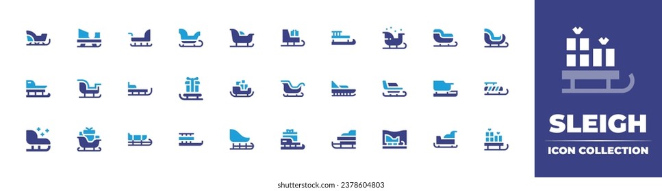 Sleigh icon collection. Duotone color. Vector and transparent illustration. Containing sleigh, sled, sledge.