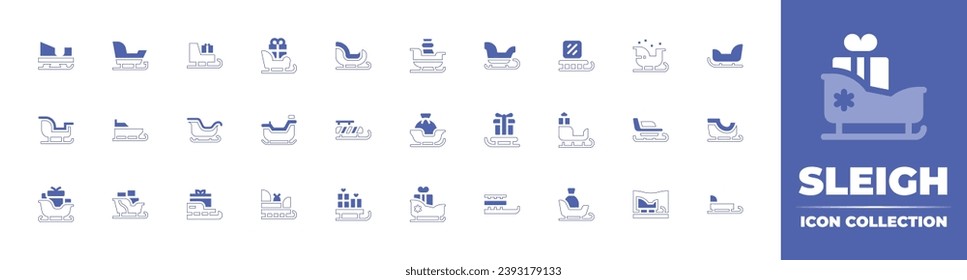 Sleigh icon collection. Duotone style line stroke and bold. Vector illustration. Containing sled, sleigh, ice sleigh, sledge.