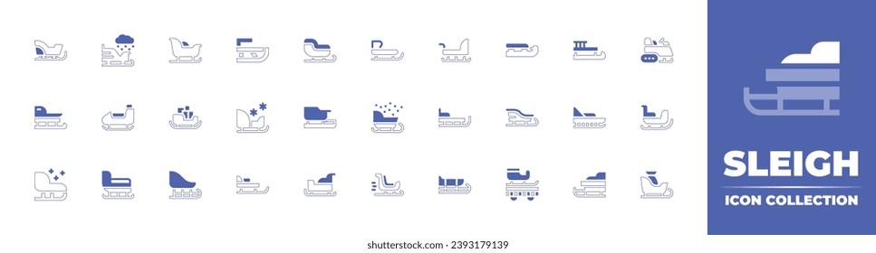 Sleigh icon collection. Duotone style line stroke and bold. Vector illustration. Containing sleigh, sledge, sled, christmas parade.