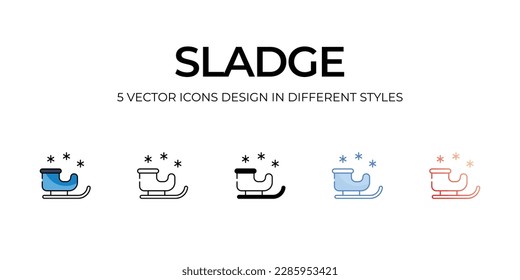 Sleigh Icon Design in Five style with Editable Stroke. Line, Solid, Flat Line, Duo Tone Color, and Color Gradient Line. Suitable for Web Page, Mobile App, UI, UX and GUI design.