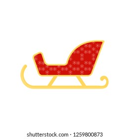 sleigh icon in flat style isolated vector illustration on white transparent background. Christmas sleigh icon vector. Santa sleigh.