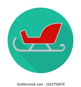 sleigh icon in flat style with long shadow,isolated vector illustration on white transparent background. Santa sleigh.