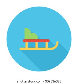 Sleigh icon. Flat vector related icon with long shadow for web and mobile applications. It can be used as - logo, pictogram, icon, infographic element. Vector Illustration.