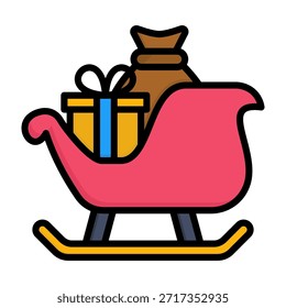 Sleigh Icon Line Color Vector Illustration