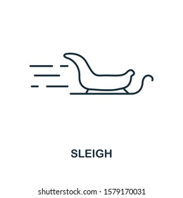Sleigh icon. Line style element from christmas icon collection. Thin Sleigh icon for web design, apps, software, print usage.