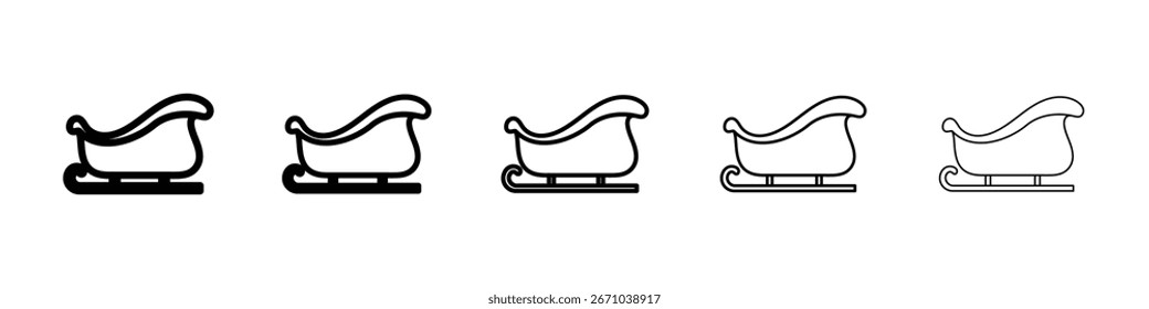 Sleigh icon logo in stroke lines collection