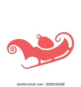 Sleigh icon. Magic red flat illustration. Vector silhouette