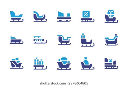 Sleigh icon set. Duotone color. Vector illustration. Containing sled, ice sleigh, sleigh.