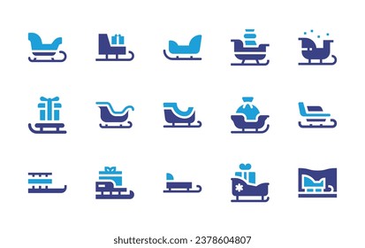 Sleigh icon set. Duotone color. Vector illustration. Containing sleigh, sled, sledge.