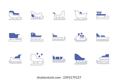 Sleigh icon set. Duotone style line stroke and bold. Vector illustration. Containing sled, sledge.