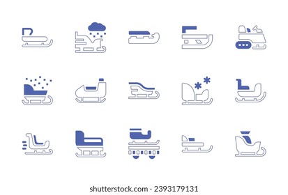 Sleigh icon set. Duotone style line stroke and bold. Vector illustration. Containing sleigh, sledge, sled, christmas parade.