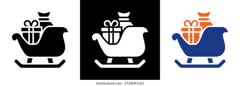 Sleigh Icon Set Glyph Vector Illustration