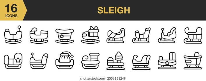 Sleigh icon set. Outline icons vector collection.