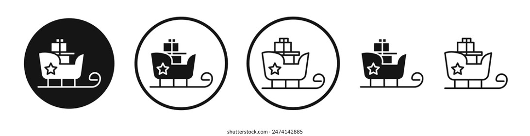 Sleigh icon set. Santa sleigh vector symbol. Christmas sled sign.