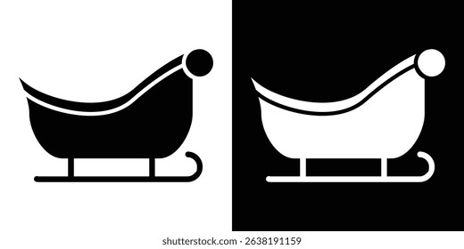 Sleigh icon in solid flat trendy design style.