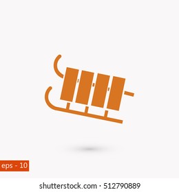 sleigh icon vector, flat design best vector icon