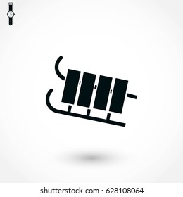 sleigh icon vector, flat design best vector icon
