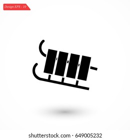 sleigh icon vector, flat design best vector icon