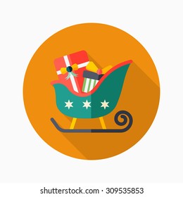 Sleigh icon, vector illustration. Flat design style with long shadow,eps10