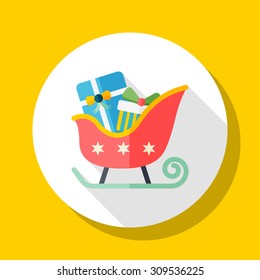 Sleigh icon, vector illustration. Flat design style with long shadow,eps10