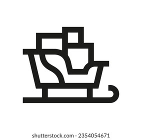 Sleigh icon vector. Linear style sign for mobile concept and web design. Sleigh symbol illustration. Pixel vector graphics - Vector.