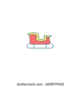 Sleigh icon. Winter icon. Simple, flat, outline, color.