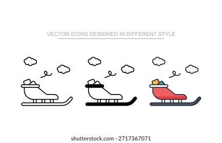 Iconos del trineo fijados en diverso estilo con el fondo blanco